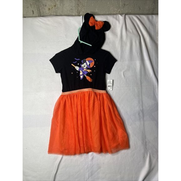 Disney Other - Disney Minnie Mouse Halloween Hooded Mouse Ears Tutu Dress Girls Size L 10-12